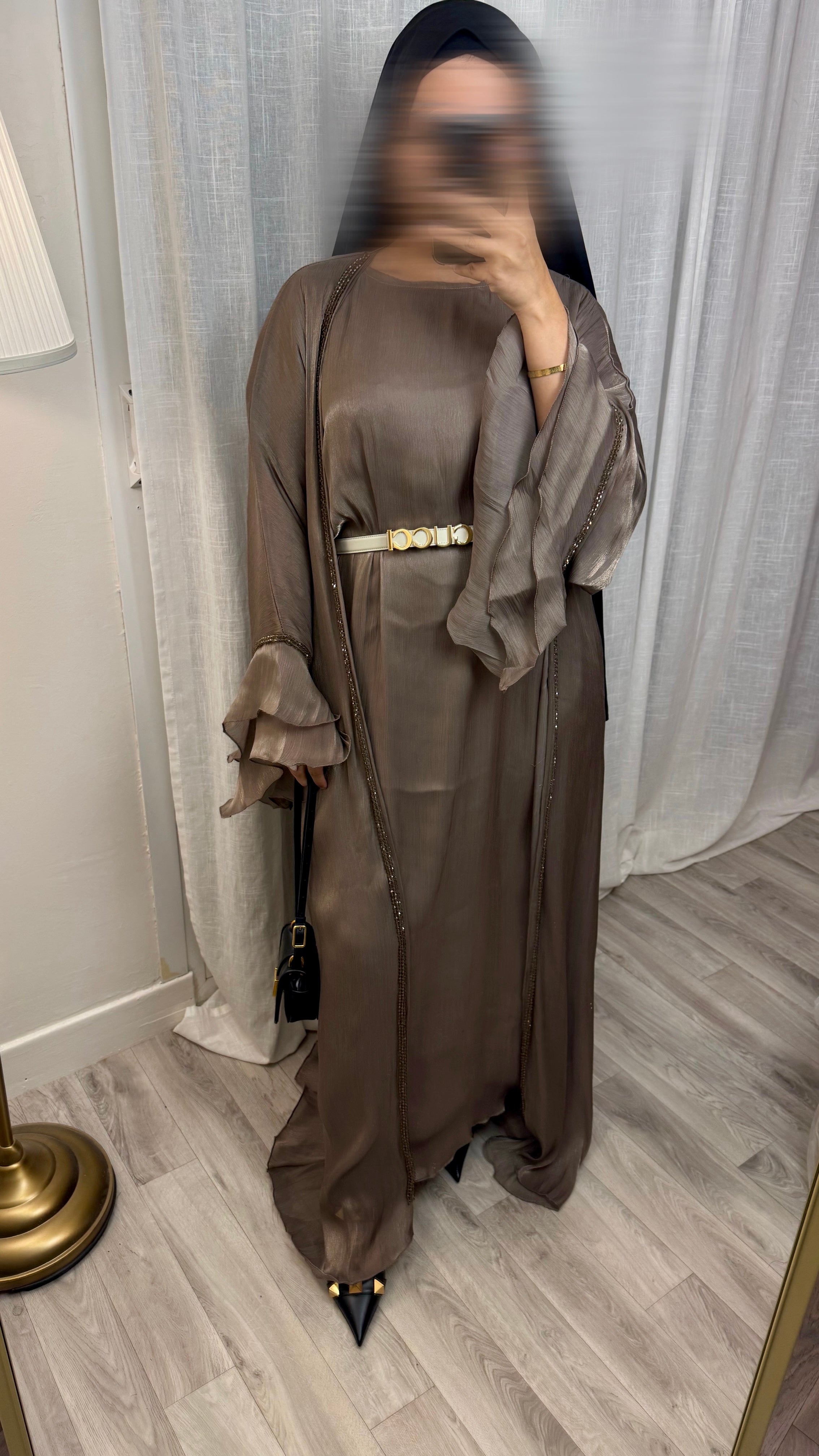 Abaya organza mocka