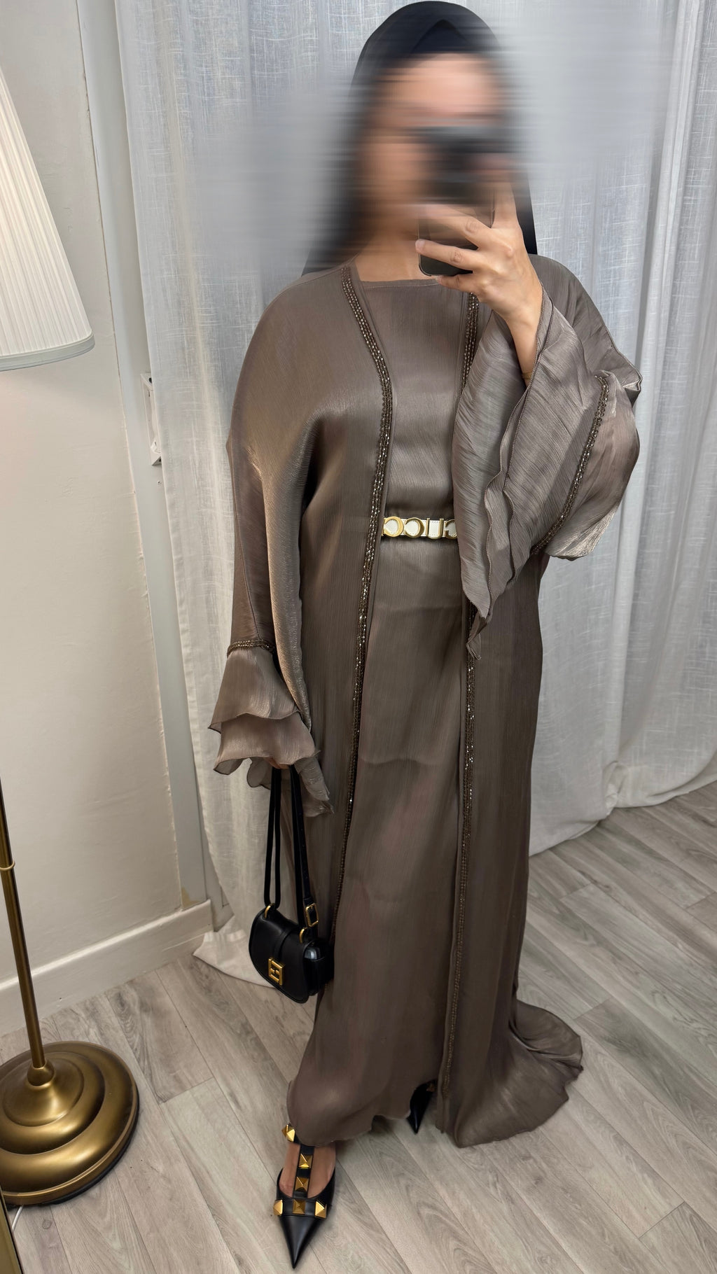 Abaya organza mocka