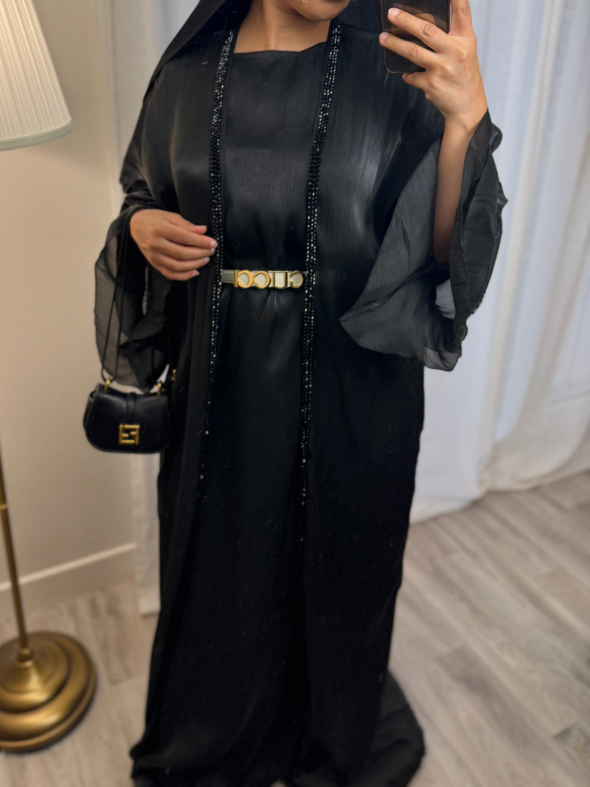 Abaya 2 pièces cristaux