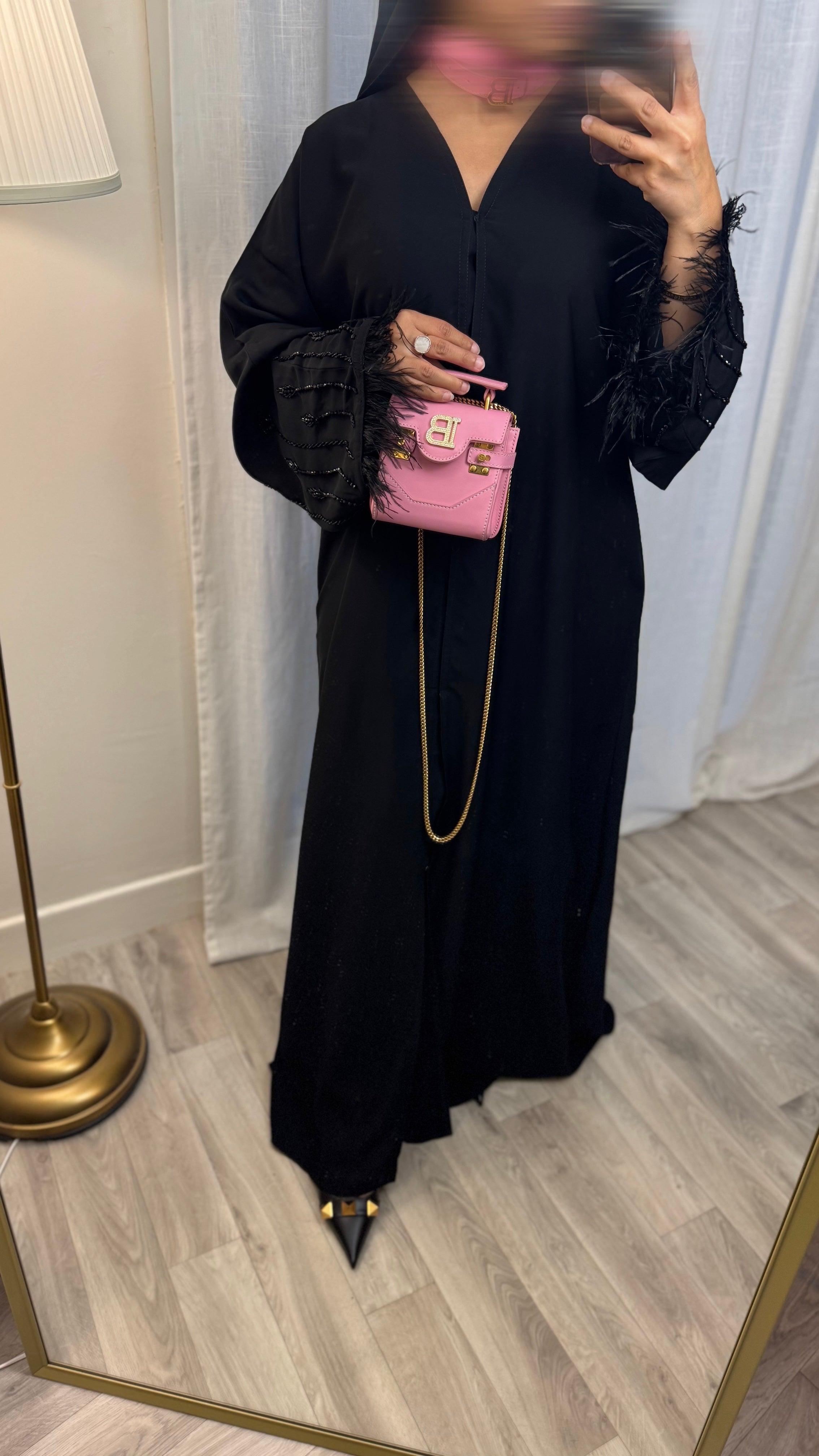 Abaya Noire à plume